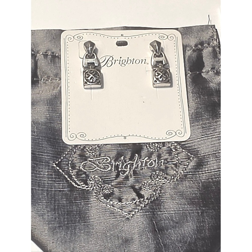 Brighton Celtic Silver Tone Scrolled Heart Square Drop Earrings Post Back